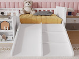 Twin Size Low Loft Bed for Kids with Slide, Movable Bookshelf Storage, Guardrails, Low Loft Bed W2593P437109