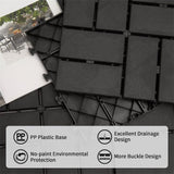 Patio Interlocking Deck Tiles, 12"x12" Square Composite Decking Tiles, Four Slat Plastic Outdoor W1859P184874
