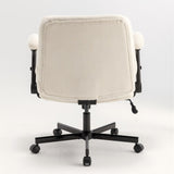 Chair with Wheels and Flip Arms-Comfy Fabric Cross Legged Office Chair with Thick Cushion&Wide Seat, 75595356