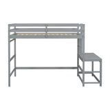 ZUN Twin High Loft Bed with Ladder landing Platform, Ladders, Guardrails,Grey 48977205