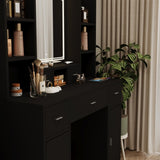 ZUN The Black dressing table with LED mirror is equipped with a hair dryer rack, and the dressing tables W1320P186715