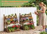 3-Tier Ladder Plant Stand, Foldable Fir Wood Flower Pot Rack with A-Shaped Reinforced Structure, 36274968