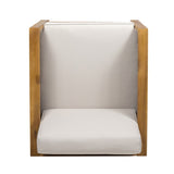 Outdoor Acacia Wood Club Chair with Wicker Accents, Teak Finish Mixed Brown Beige, 30.25"D x 68942.00BGE