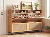 Boho Style Shoe Cabinet Cabinet with 4 Flip Drawers & Open Shelves, Freestanding Shoe Organizer for 84343778