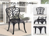 3 PCS Outdoor Bistro Set, All-Weather Cast Aluminum Butterfly Bistro Table and Chairs Set of 2, 37225764