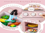 Pink Kids Interactive Wooden Kitchen Playset with Realistic Lights & Sounds 00735333