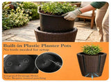 2-Piece PP Rattan Planter Set, 15 & 12 Tapered Square Flower Pots with Built-in Inner Pots & 21574417