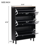 ZUN ON-TREND Narrow Design Shoe Cabinet 3 Flip Drawers, Wood Grain Pattern Top Entryway Organizer WF308731AAB