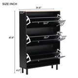 ZUN Narrow Design Shoe Cabinet with 3 Flip Drawers, Wood Grain Pattern Top Entryway Organizer with 3 43155991