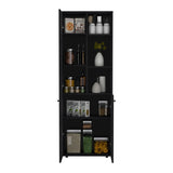 Konik 67-Inch High Storage Cabinet Kitchen Pantry With Three Doors and Three Exterior Shelves B200P173167