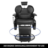 Barber Chair with Round Base and Footrest, PVC Leather Upholstery, ABS Armrests, 10033230