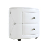 ZUN Elegant PU Nightstand with 2 Drawers and Crystal Handle,Fully Assembled Except Legs&Handles,Storage 14656992