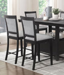 ZUN Charcoal Gray Finish Counter Height Chairs Set of 2, Upholstered Seat and Back Casual Style Dining B011P199755