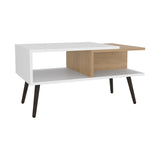 Aranjuez 29" Wide Coffee Table with Three Shelves, Rectangular, Living Room White - Natural Oak B200P253750
