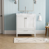 30" Bathroom Vanity with Sink Combo, Fully Assembled Bathroom Sink Cabinet with Marble Countertop, W1573P237851