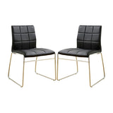 Set of 2 Leatherette Upholstered Side Chairs in Black and Chrome B016P156845