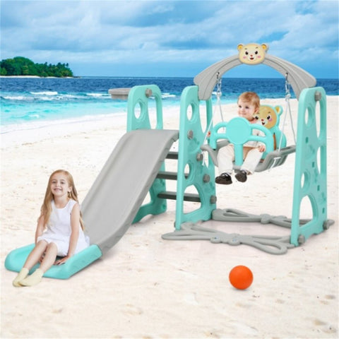 ZUN 4 in 1 Toddler Swing and Slide Set, Kids Slide with Climber,Baby Playground Set 42468266