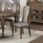 ZUN Grey Fabric Upholstery Dining Chair, Brown, Set of 2 SR011827