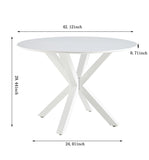 ZUN 42.1"WHITE Table Mid-century Dining Table for 4-6 people With Round Mdf Table Top, Pedestal Dining W234122455