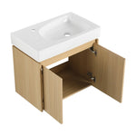 ZUN 24 Inch Bathroom Vanity with Ceramic Basin, Wall Mounted Floating Vanity Sink Combo, Wooden Storage W1972P190341