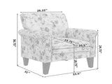 Barnet Accent Chair in Pastel Blue and Gray Floral with Solid Wood Legs B127P495064