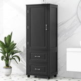 ZUN Tall Bathroom Storage Cabinet, Freestanding Storage Cabinet with Two Drawers and Adjustable Shelf, WF312728AAB