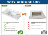 43 Inch Marble Vanity Top, Bathroom Vanity Top with Undermount Rectangular Middle Sink and 4" Height 88013051