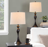 Ashland 27" Contemporary Metal Table Lamp in Oil Rubbed Bronze with Oatmeal Linen Shade from B202P224094