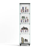 4 Tier Glass Display, Single Door Glass with Lock and Wheels, Floor Standing Storage W1668P241902