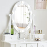 Vanity Set with 3-Color Dimmable Lighted Mirror, Makeup Dressing Table with Power Outlet, Drawers 08049792
