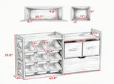 Wooden Toy Storage with Rolling Chest, 2 Fabric Drawers, 2 Shelves & 9 Bins, Mobile Toy 28337463