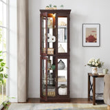 ZUN Lighted Glass Curio Display Cabinet,Display Cabinet,Glass Storage Cabinet Glass Wine cabinet Wood W2275P199810