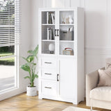 ZUN FCH 3 doors 3 drawers 5 layers Triamine board veneer 78*38.5*170cm display cabinet white N001 52480970