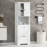 ZUN Tall Bathroom Cabinet with Four Doors, Large Storage Space Open Shelve, Upper Storage Cabinet, White N725P188459K