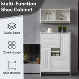 ZUN 31"Multi-Functional Shoe Cabinet with Wall Cabinet, Narrow Shoe Rack Storage Organizer with 2 Flip W2948P245249