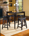 ZUN Black Finish 29-inch Bar Height Stools Set of 2pc Saddle Seat Solid Wood Casual Dining Home B01151976