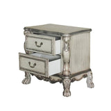 Solid Wood Nightstand with 2 Drawers in Vintage Bone White Finish B016P256472
