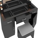 Vanity Desk Set with Large Lighted Mirror Powre Outlet, Glass Top Makeup Vanity with 3 Drawers 61795996