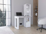 Writing Desk With Bookcase and Cabinet, White B097120594