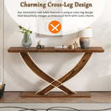 Mirod 57'' Modern Rustic Console Table with Cross-Leg Design,Sturdy Construction and Ample Surface N760P214643D