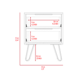 Nightstand 22" H, Four hairpin legs, Two Drawers, Light Oak B097132919