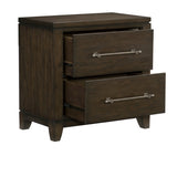 Contemporary Style Bedroom 1pc Nightstand of 2 Drawers Dark Brown Finish Wooden Furniture Modern B011P208530