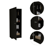 Belleria Single Door Pantry Storage Cabinet with Four Interior Shelves -Black B07091832
