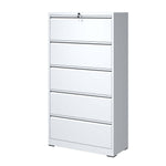 ZUN 5 Drawer Metal Lateral File Cabinet , White Filing Cabinet with Lock, Lockable File Cabinet for Home 14430594