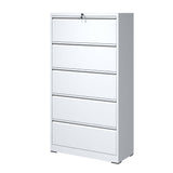 ZUN 5 Drawer Metal Lateral File Cabinet , White Filing Cabinet with Lock, Lockable File Cabinet for Home 14430594