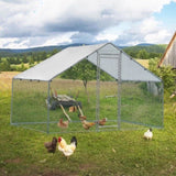 ZUN 6.5 x 10 ft Large Metal Chicken Coop, Walk-in Poultry Cage Chicken Hen Run House with Waterproof 45917111