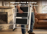 Step Ladder,Folding Step Stools 330 lbs Capacity, 2-Inch Thin for Storage, Anti-Slip Pedals & 26310862