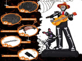 7.3ft Ghostly Musician with Dog, 6 LEDs, Black, White, Orange, Halloween Inflatable Decoration, 00766861