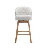 33.25" Swivel Counter Stools Set of 2, Upholstered Counter Height Bar Stools with Solid Rubber Wood WF532109BGE