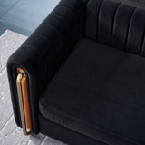 Contemporary Velvet Sofa Couch 84.25''W for Living Room, Black W57946163
